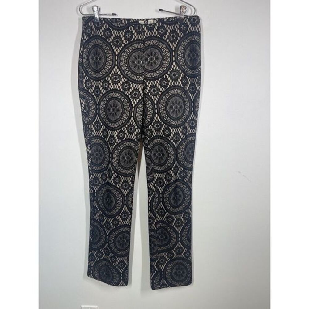 Tacera Women’s Black Lace Overlay Pants With Tan Lining Small Side Zip Straight